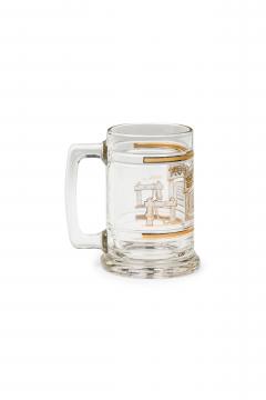 Set of 8 American Mid Century Glass Beer Mugs with Gold Trim - 4674892
