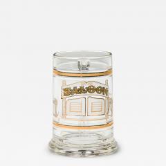 Set of 8 American Mid Century Glass Beer Mugs with Gold Trim - 4733409
