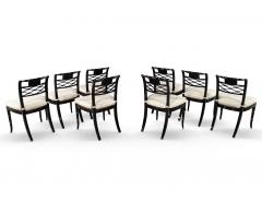 Set of 8 Antique English Regency Style Ebonized and Gilt Dining Chairs - 4791945