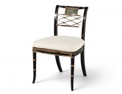 Set of 8 Antique English Regency Style Ebonized and Gilt Dining Chairs - 4791949