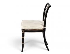 Set of 8 Antique English Regency Style Ebonized and Gilt Dining Chairs - 4791950