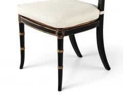 Set of 8 Antique English Regency Style Ebonized and Gilt Dining Chairs - 4791951