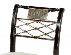 Set of 8 Antique English Regency Style Ebonized and Gilt Dining Chairs - 4791953