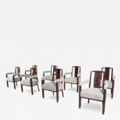 Set of 8 Armchairs Art Deco Style New Upholstery - 3922954