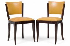 Set of 8 Art Deco American Gold Vinyl Upholstered Dining Side Chairs - 4163291