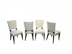 Set of 8 Art Deco Chairs Black Lacquer Creme Velour France circa 1930 - 3333126