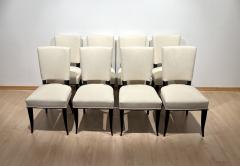 Set of 8 Art Deco Chairs Black Lacquer Creme Velour France circa 1930 - 3333128