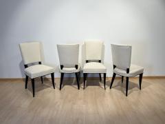 Set of 8 Art Deco Chairs Black Lacquer Creme Velour France circa 1930 - 3333137