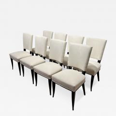 Set of 8 Art Deco Chairs Black Lacquer Creme Velour France circa 1930 - 3334155