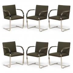 Set of 8 Brueton American Mid Century Brno Gray Upholstered Chrome Dining Armc - 4645328