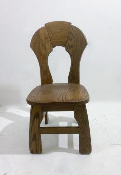 Set of 8 Brutalist Wooden Dining Chairs - 2854679