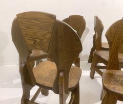 Set of 8 Brutalist Wooden Dining Chairs - 2854681