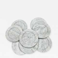 Set of 8 Carrara Marble Dinner Plates or Plate Italy - 1026034