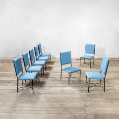 Set of 8 Chairs with Metal Structure and Blue upholstery 60s - 2835268