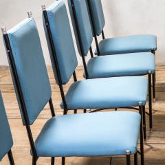 Set of 8 Chairs with Metal Structure and Blue upholstery 60s - 2835269