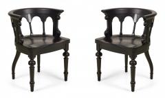 Set of 8 Contemporary Round Backed Painted and Carved Dining Chairs - 2789648