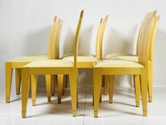 Set of 8 Dining Chairs in Blonde Wood and Leather Upholstery  - 3109165