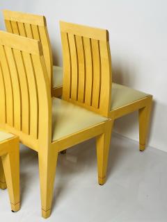 Set of 8 Dining Chairs in Blonde Wood and Leather Upholstery  - 3109182
