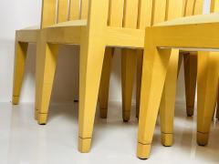 Set of 8 Dining Chairs in Blonde Wood and Leather Upholstery  - 3109186