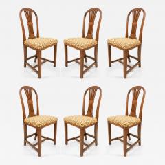 Set of 8 English Country Walnut Side Chairs - 4645255