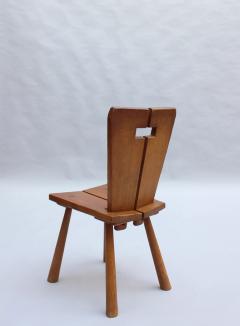 Set of 8 Fine French 1950s Beech Dining Chairs - 3117420