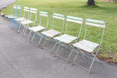 Set of 8 French Bistro Garden Folding Chairs in Iron and Wood Slats - 4209508