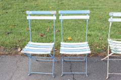 Set of 8 French Bistro Garden Folding Chairs in Iron and Wood Slats - 4209512