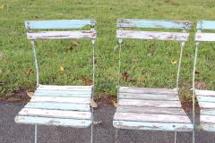 Set of 8 French Bistro Garden Folding Chairs in Iron and Wood Slats - 4209513