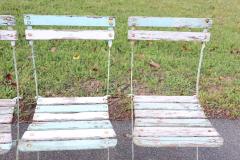 Set of 8 French Bistro Garden Folding Chairs in Iron and Wood Slats - 4209514