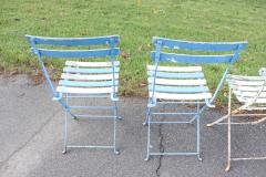 Set of 8 French Bistro Garden Folding Chairs in Iron and Wood Slats - 4209517