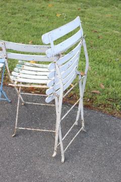 Set of 8 French Bistro Garden Folding Chairs in Iron and Wood Slats - 4209518