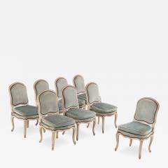 Set of 8 French Louis XV Style Painted Side Chairs C 1910 - 4638887