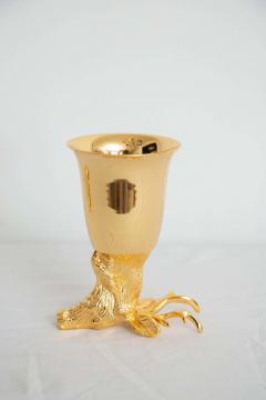 Set of 8 Gold Plated Stirrup Cups Goblets with Animal Heads Stags - 2304239