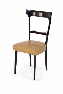 Set of 8 Ico Parisi Italian Mid Century Mahogany Frame and Yellow Alligator Upho - 4630467