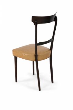 Set of 8 Ico Parisi Italian Mid Century Mahogany Frame and Yellow Alligator Upho - 4630469