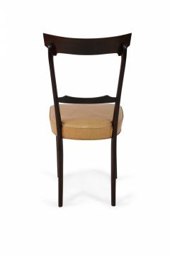 Set of 8 Ico Parisi Italian Mid Century Mahogany Frame and Yellow Alligator Upho - 4630470