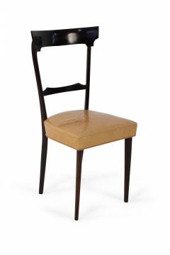 Set of 8 Ico Parisi Italian Mid Century Mahogany Frame and Yellow Alligator Upho - 4630473