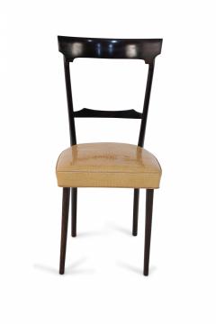 Set of 8 Ico Parisi Italian Mid Century Mahogany Frame and Yellow Alligator Upho - 4630474