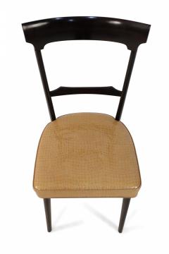 Set of 8 Ico Parisi Italian Mid Century Mahogany Frame and Yellow Alligator Upho - 4630475