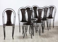 Set of 8 Italian Leather and Metal Bistro Dining Chairs Circa 1960 - 2920160