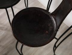 Set of 8 Italian Leather and Metal Bistro Dining Chairs Circa 1960 - 2920162