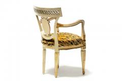 Set of 8 Italian Neoclassical Dining Chairs with Painted Murals Tiger Velvet - 3348271