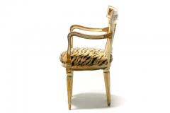 Set of 8 Italian Neoclassical Dining Chairs with Painted Murals Tiger Velvet - 3348277