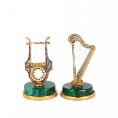Set of 8 Italian silver silver gilt and malachite musical instrument models - 4330122