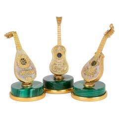 Set of 8 Italian silver silver gilt and malachite musical instrument models - 4330127