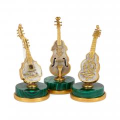 Set of 8 Italian silver silver gilt and malachite musical instrument models - 4330130