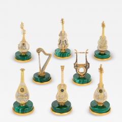 Set of 8 Italian silver silver gilt and malachite musical instrument models - 4332584