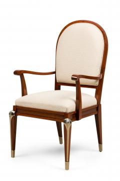 Set of 8 Jean Pascaud French Mid Century Mahogany and Silvered Bronze Upholstere - 4626071