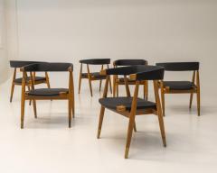 Set of 8 Lasse Ollinkari Dining Chairs in Black Leather Finland 1950s - 4459252