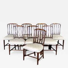 Set of 8 Mahogany Federal Style Upholstered Dining Chairs With Satinwood Inlay - 4326770